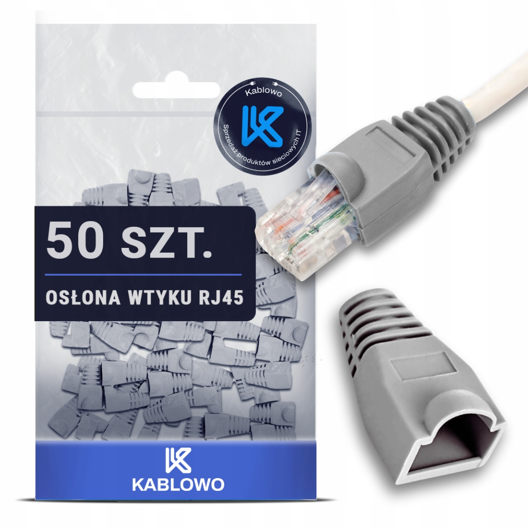50X Osłonka Gumowa Osłonki Wtyku Wtyczek Wtyk Sieciowy RJ45 Szare Kablowo
