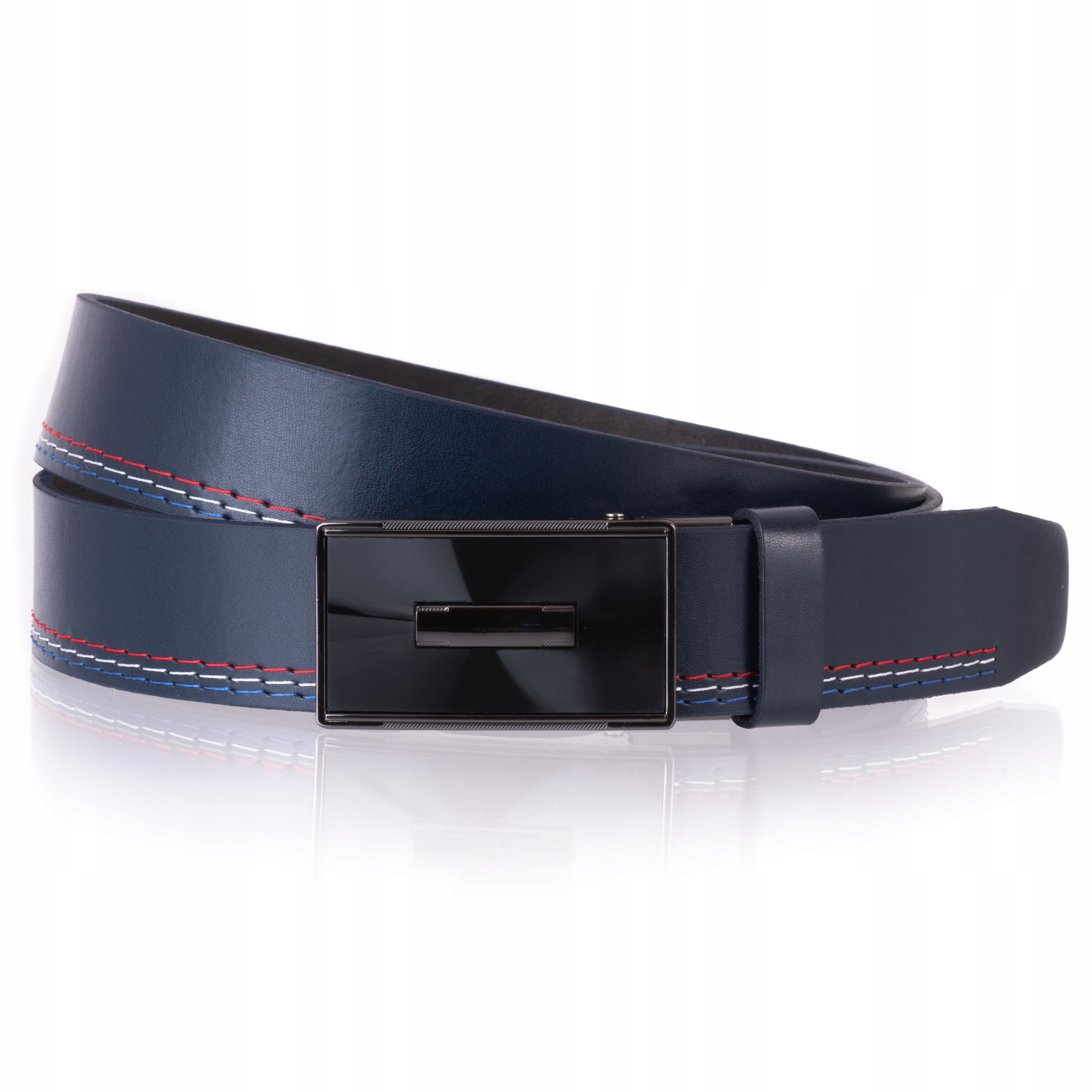 

Skórzany Pasek Granatowy 3 X Nić Automat obwód 80