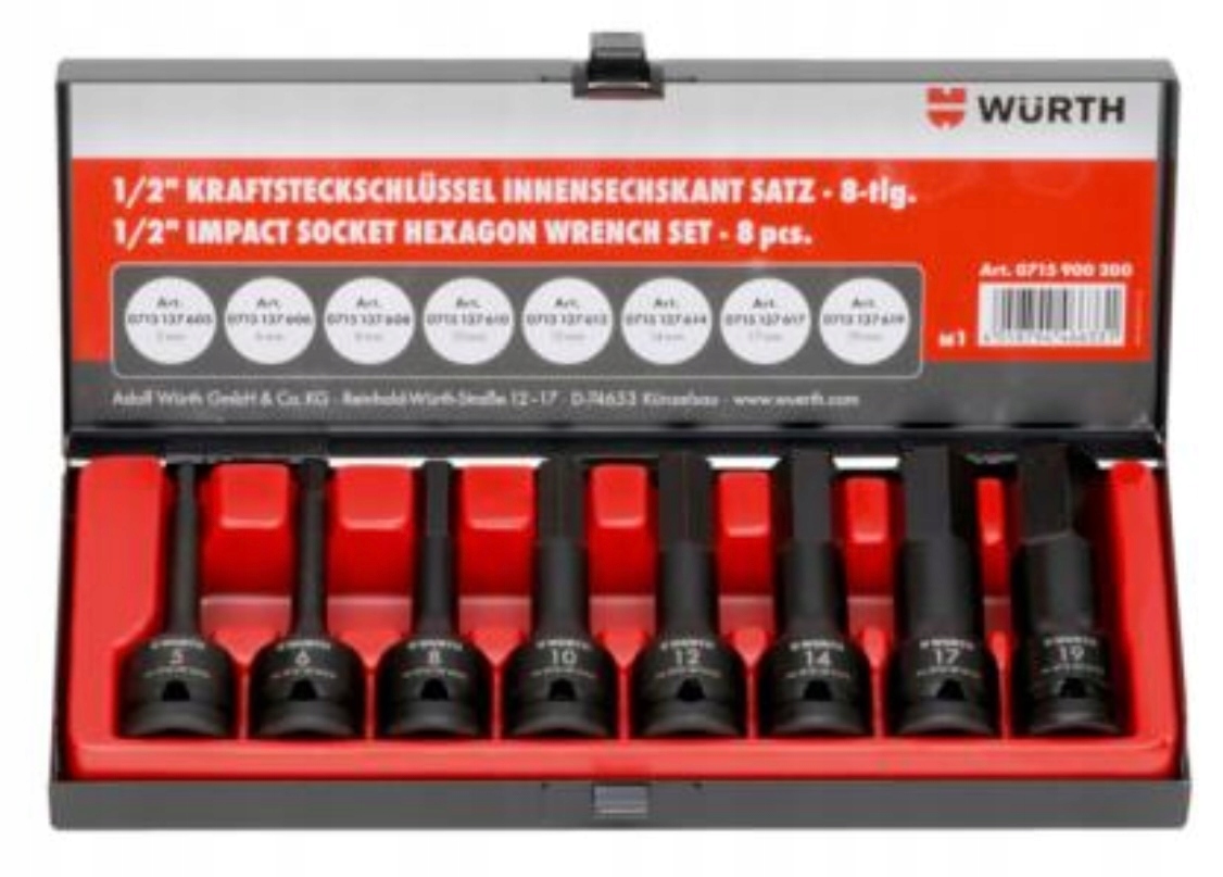 ZEST.NASAD.UDAR.1/2CAL GROT DŁ.HEX 8SZT.Wurth