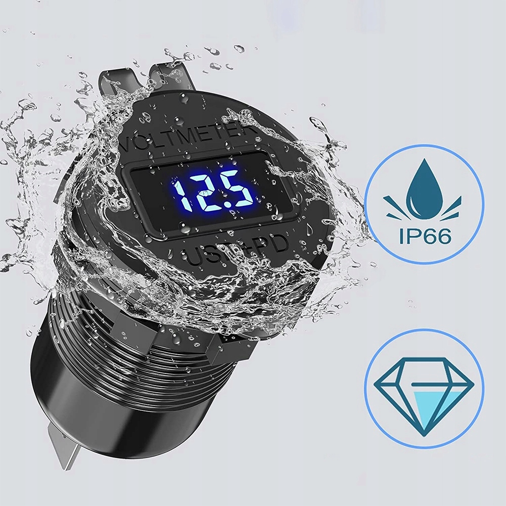 Woltomierz samochodowy ładowarka USB QC3.0 2PD 20W Producent inny