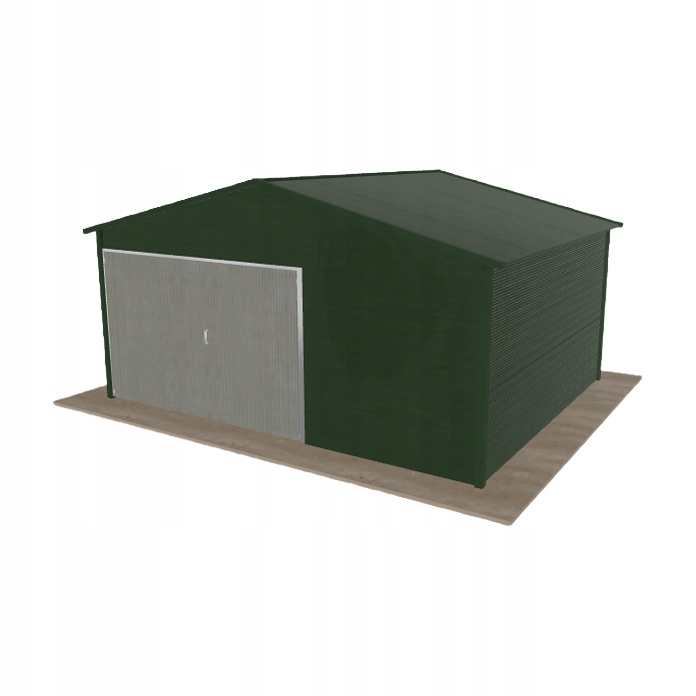 Plechová garáž 5x4 m jednopolohová, dvouspádová, zelená