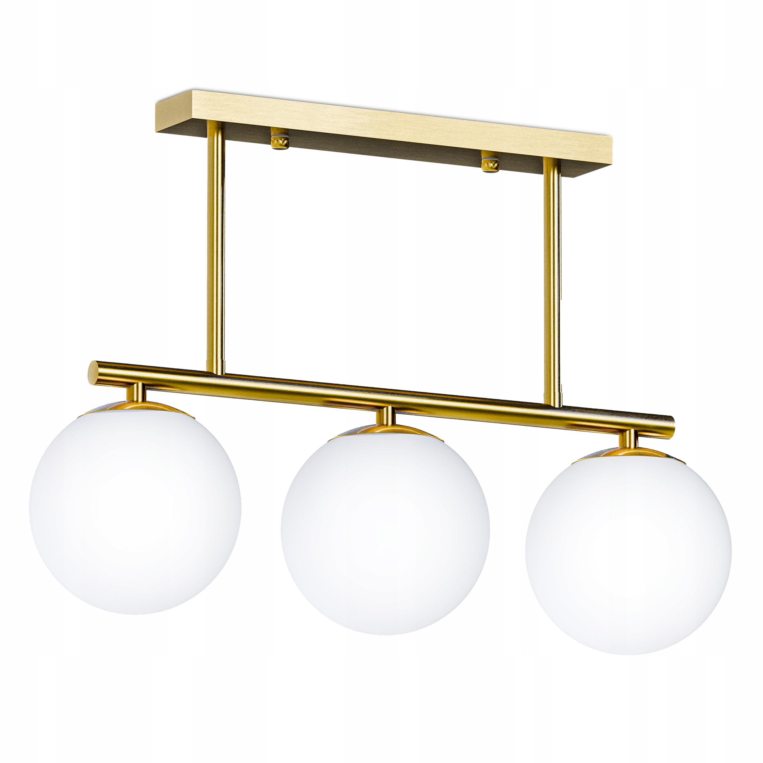 Złota Lampa Sufitowa Wisząca Led 3X E27 Żyrandol Białe Kule Szklane Salon