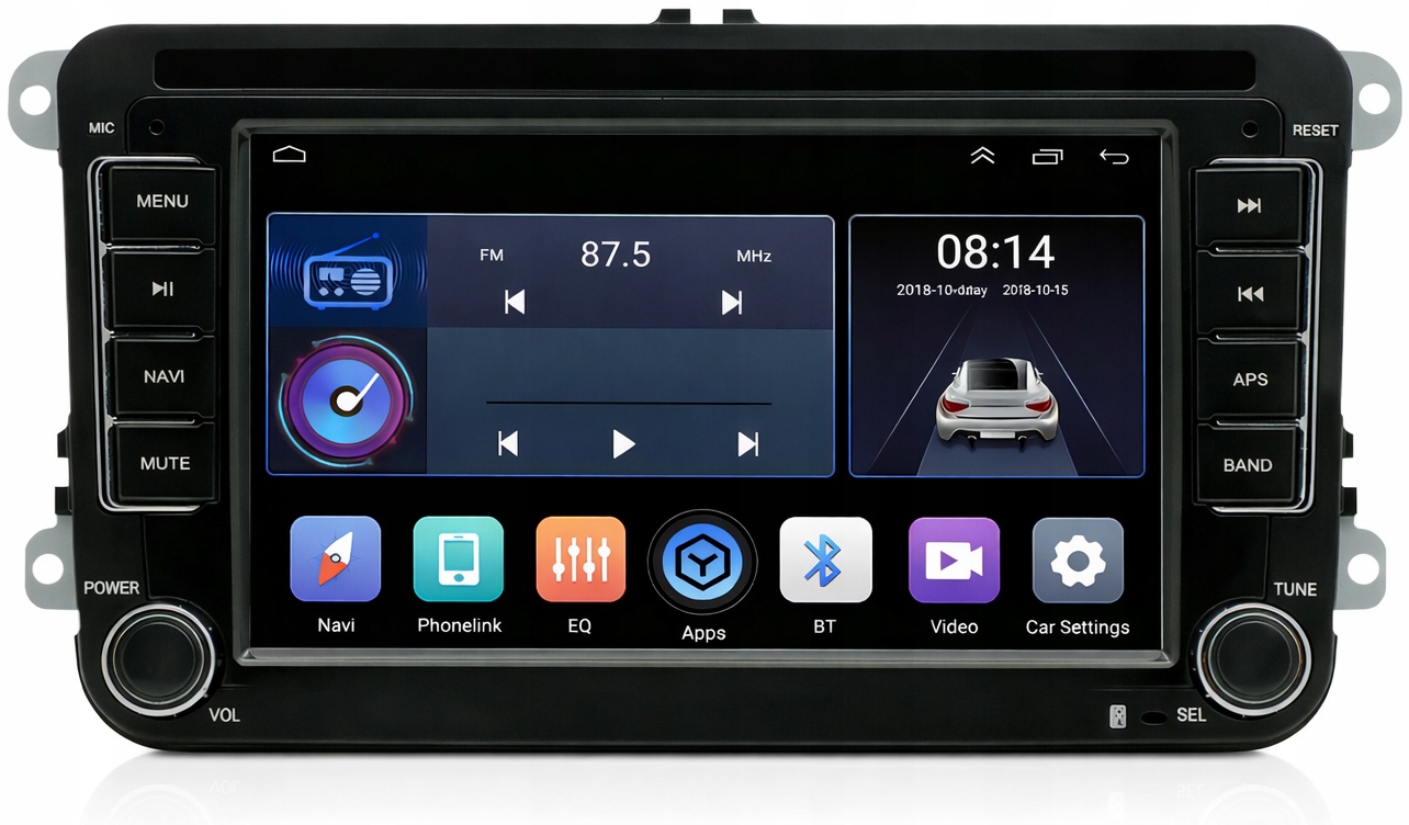 Radio Nawigacja Android 14 2DIN 7" Bluetooth Volkswagen Skoda 2XUSB 64GB Vw