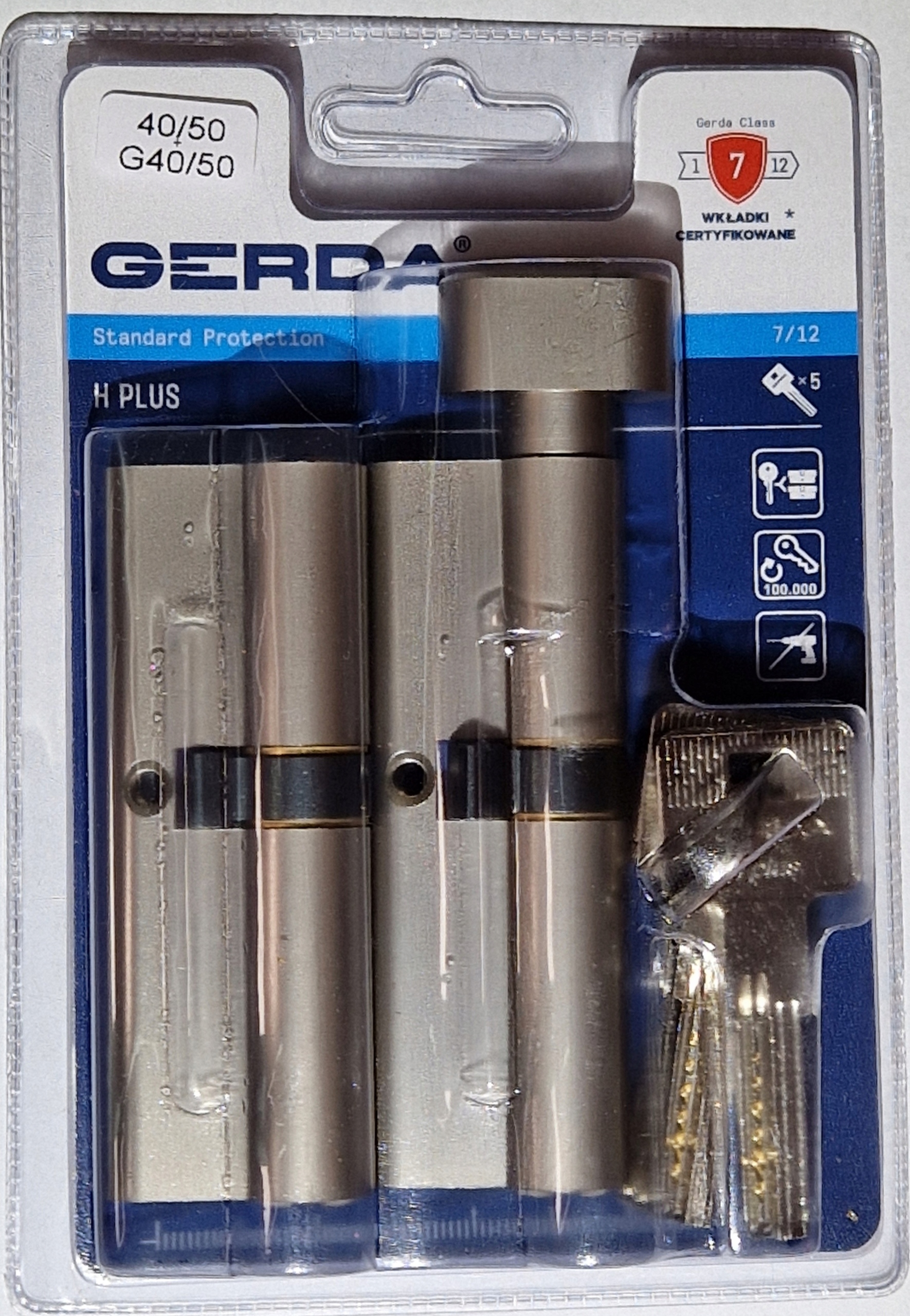 Wkładki Gerda H Plus Zestaw 40G/50 i 40/50 Satyna system jednego klucza