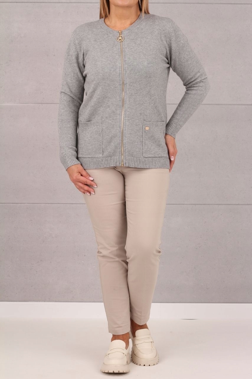 SWETER DAMSKI ROZPINANY DUŻE ROZMIARY NARZUTKA PROSTY BASIC Z KIESZENIAMI Płeć kobieta