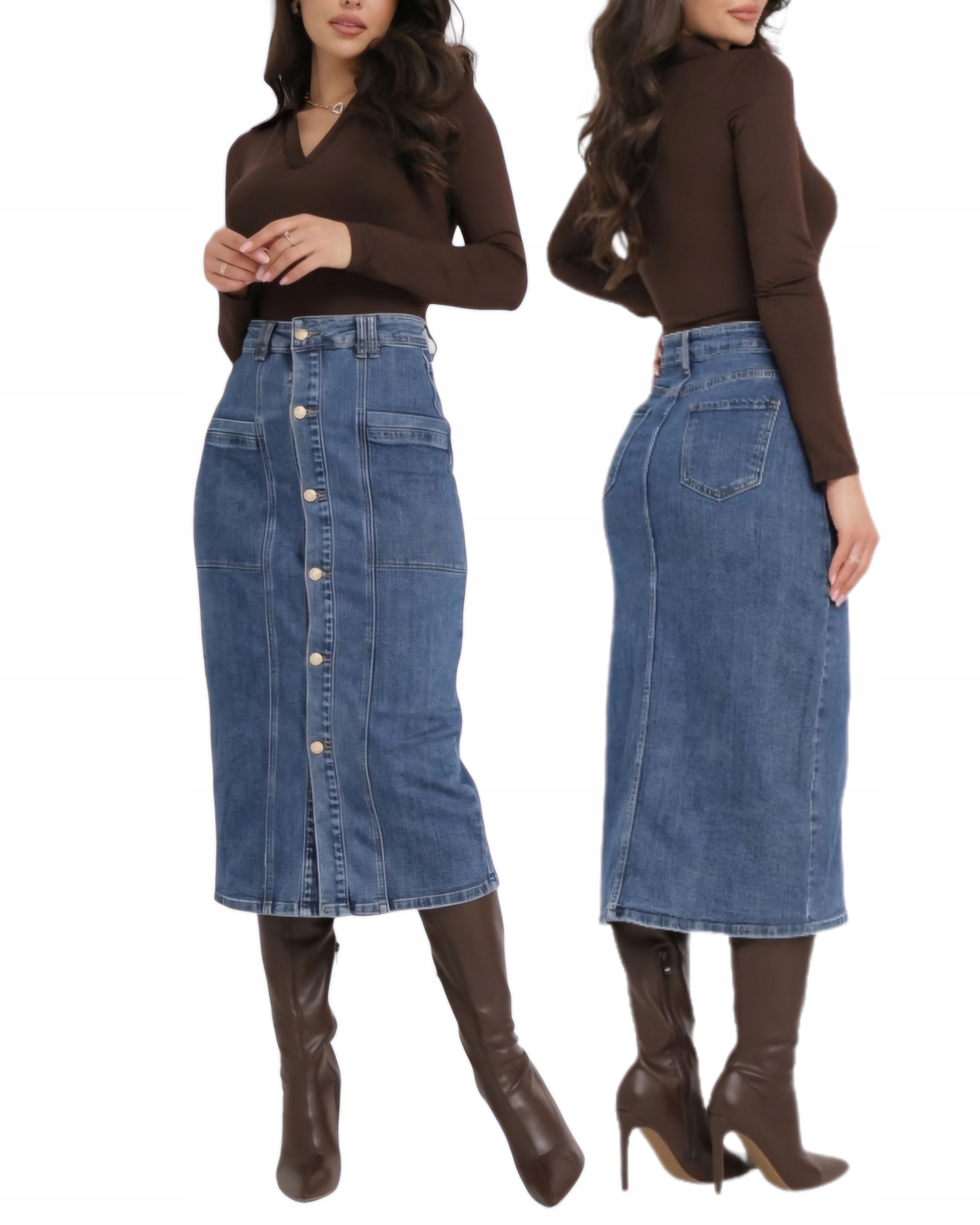 Módní Sukně s knoflíky, tužková, velikost S 36, tmavě modrá