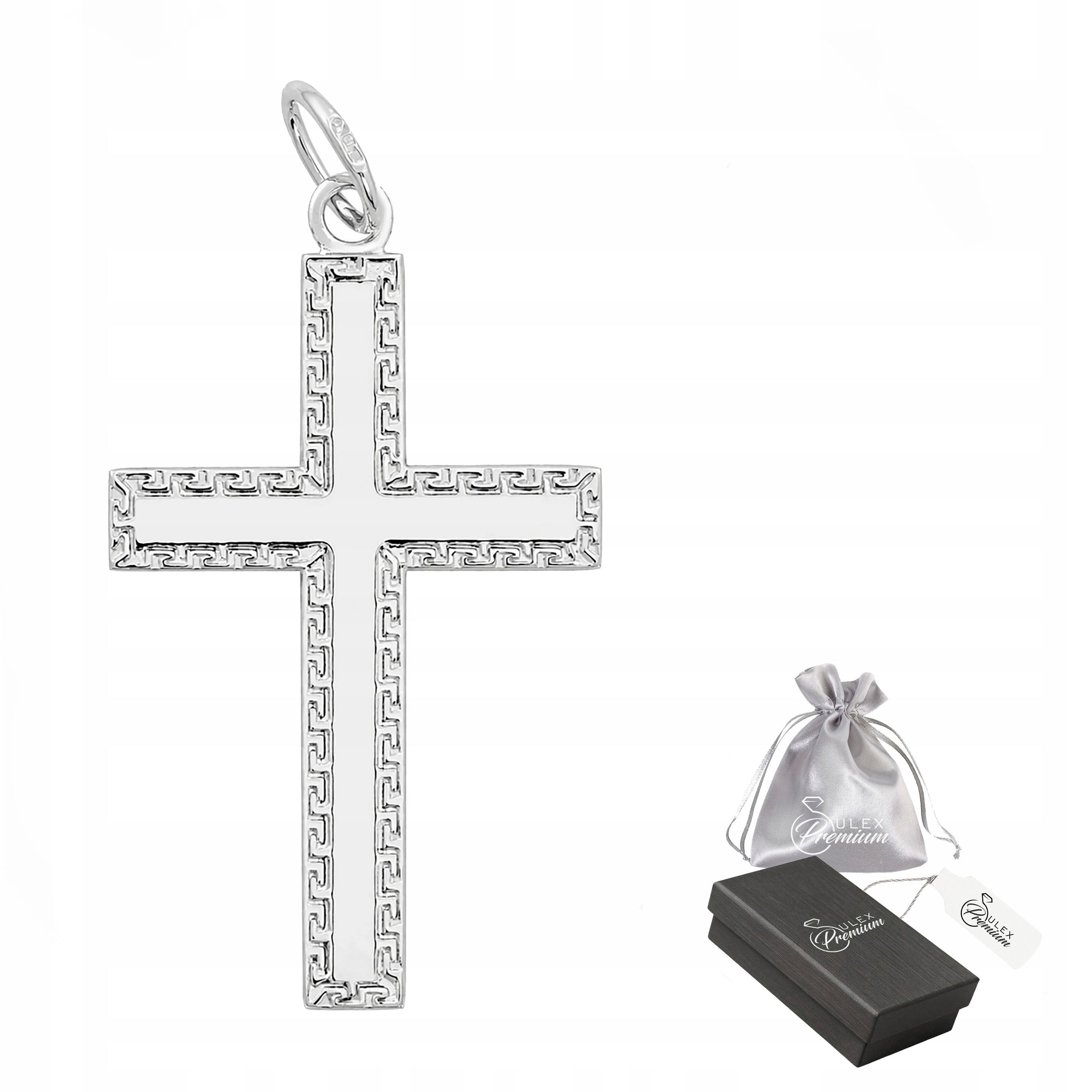 Stříbrný křížek ryzost 925 Minimalistický kříž s řeckým vzorem, leštěný