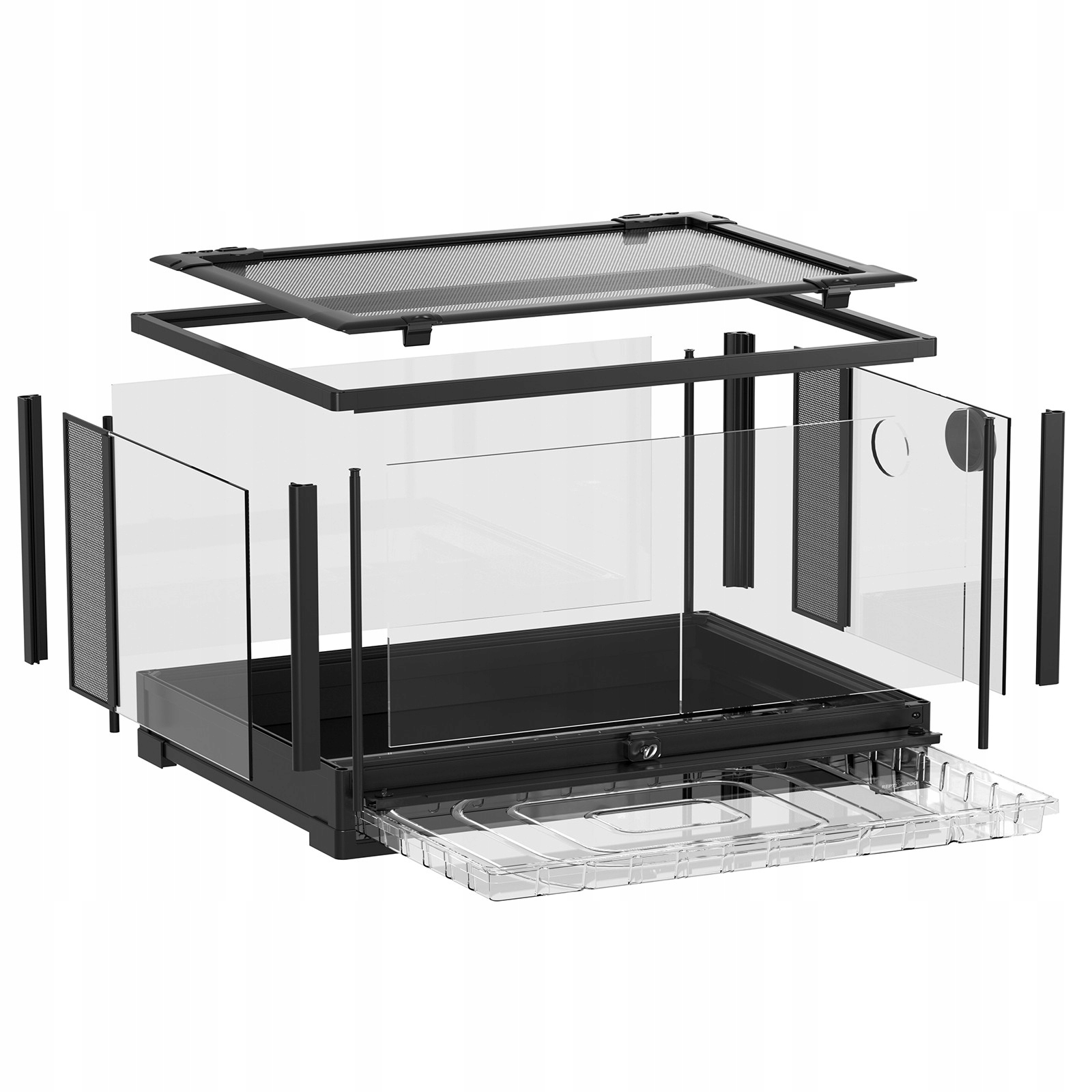 Velké Skleněné Terárium 90 CM S Ventilačním Zámkem A Výsuvnou Toaletou Pro Dům