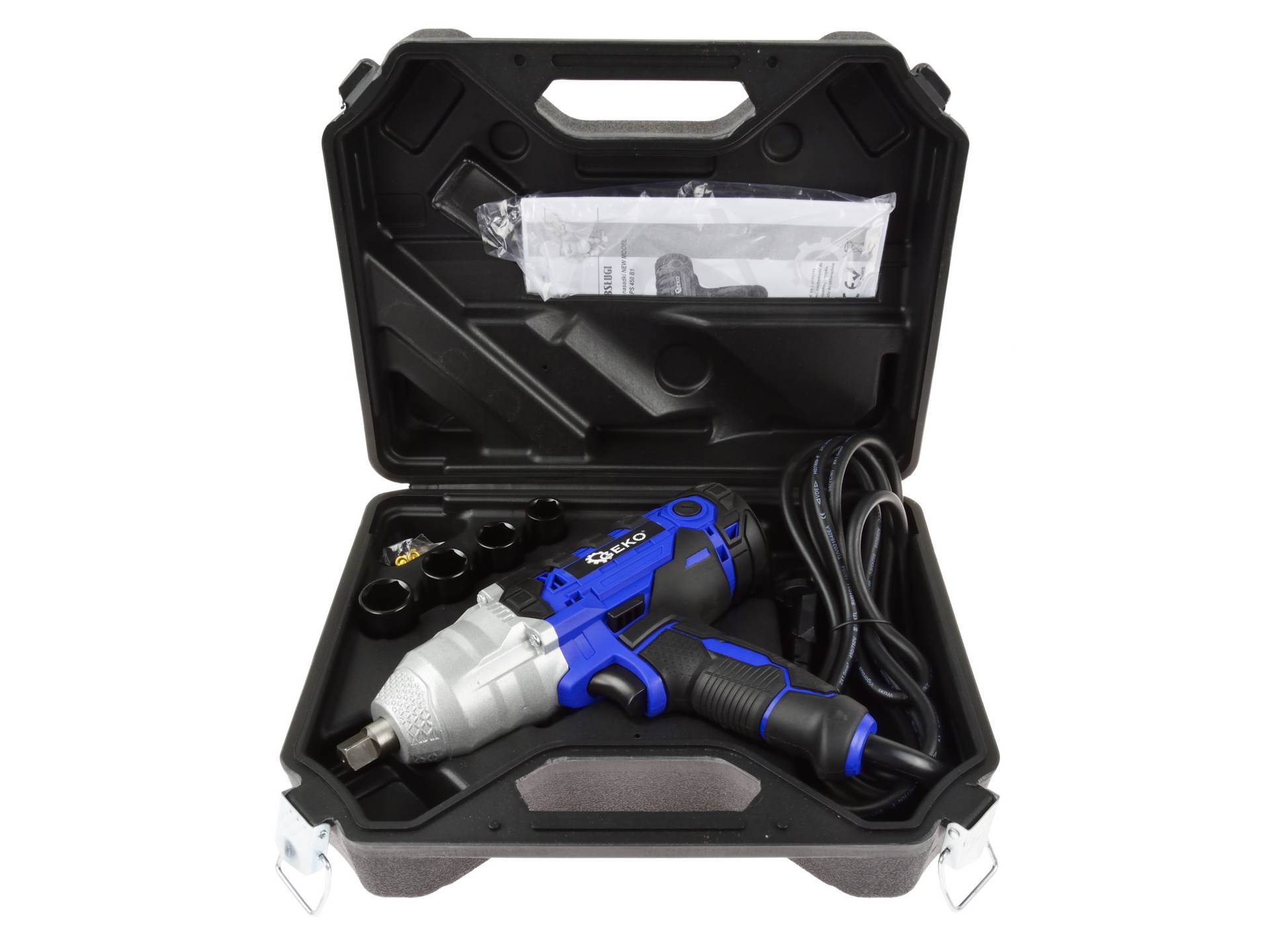 KLUCZ UDAROWY GEKO ELEKTRYCZNY 1/2" + NASADKI NEW MODEL (4) Marka Geko