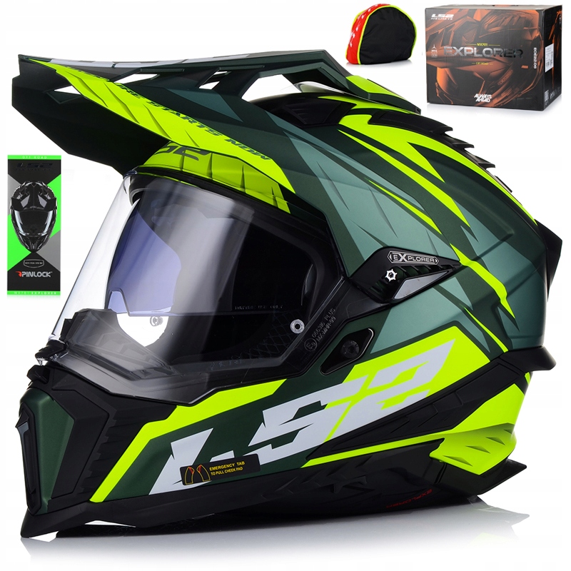 Motocyklová Prilba LS2 MX701 Explorer Spire Fluo Mat Pinlock Blenda 22.06