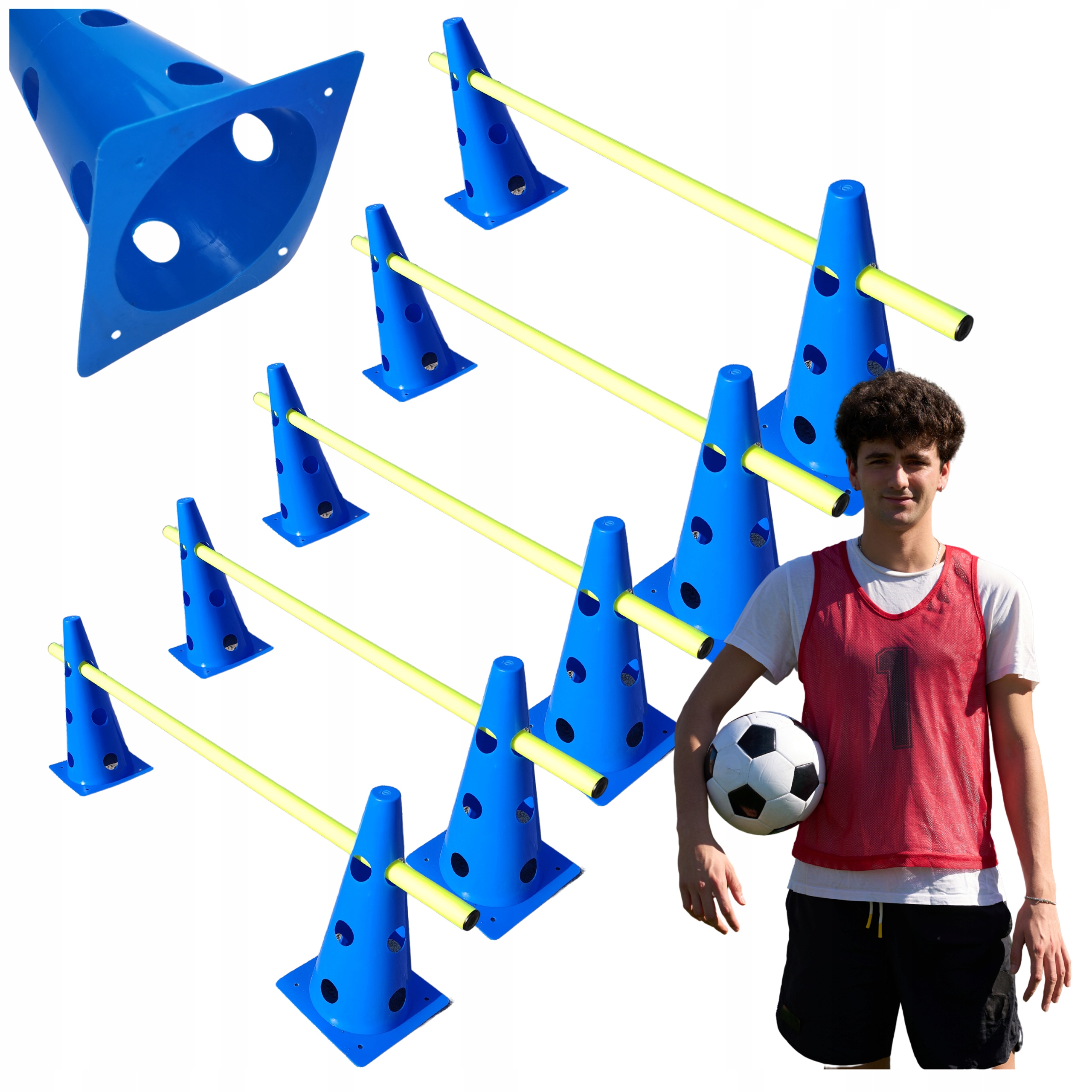 Zestaw Koordynacyjny Treningowy Pachołek 23cm tyczka 1m Agility