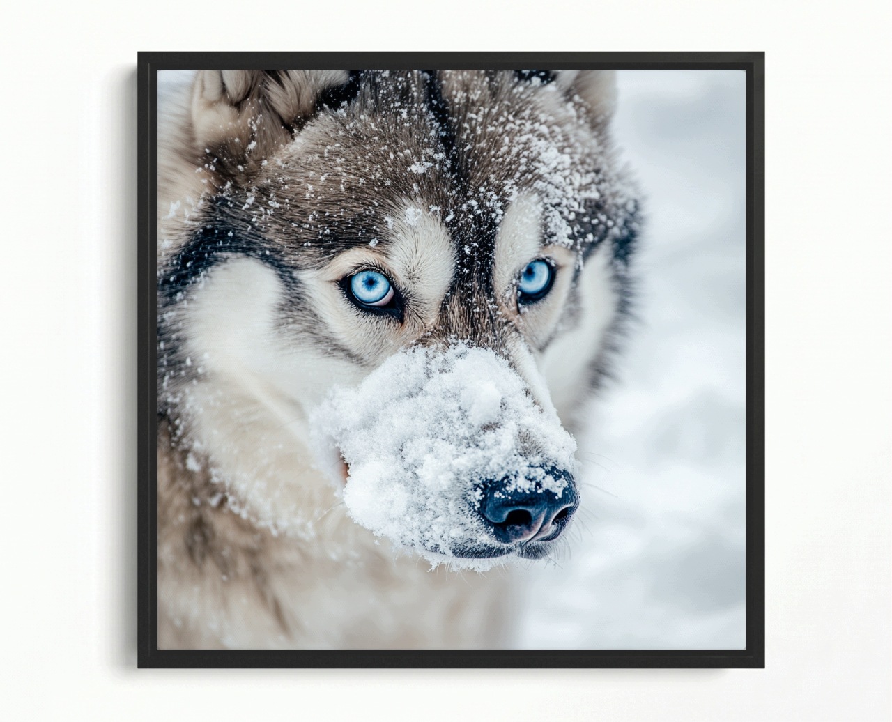 Obraz Rama American Box Makro Fotografia Sibírsky Pes Husky Sneh 60x60