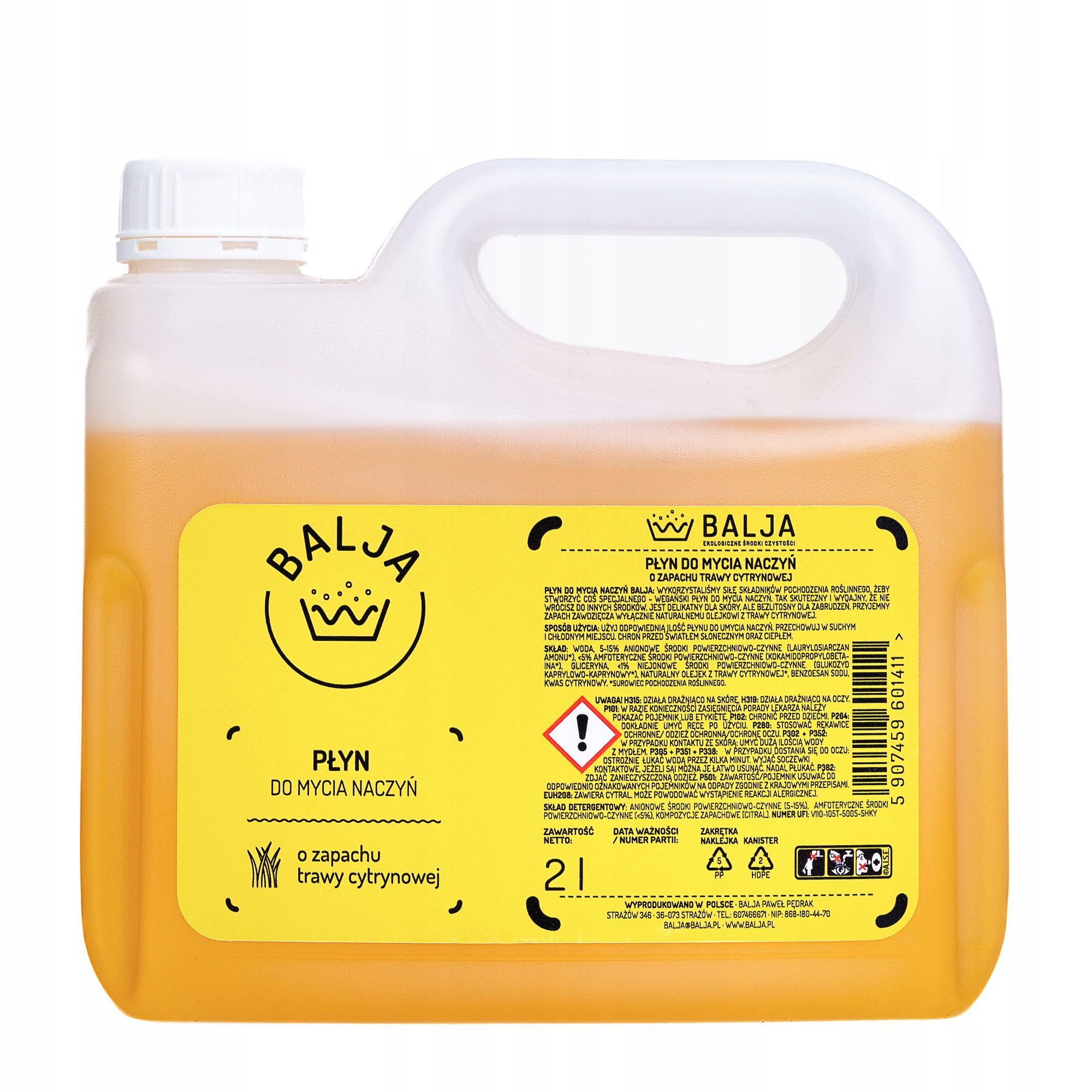 Balja Ekologiczny Płyn do mycia naczyń Trawa cytrynowa 2L zapas Refill