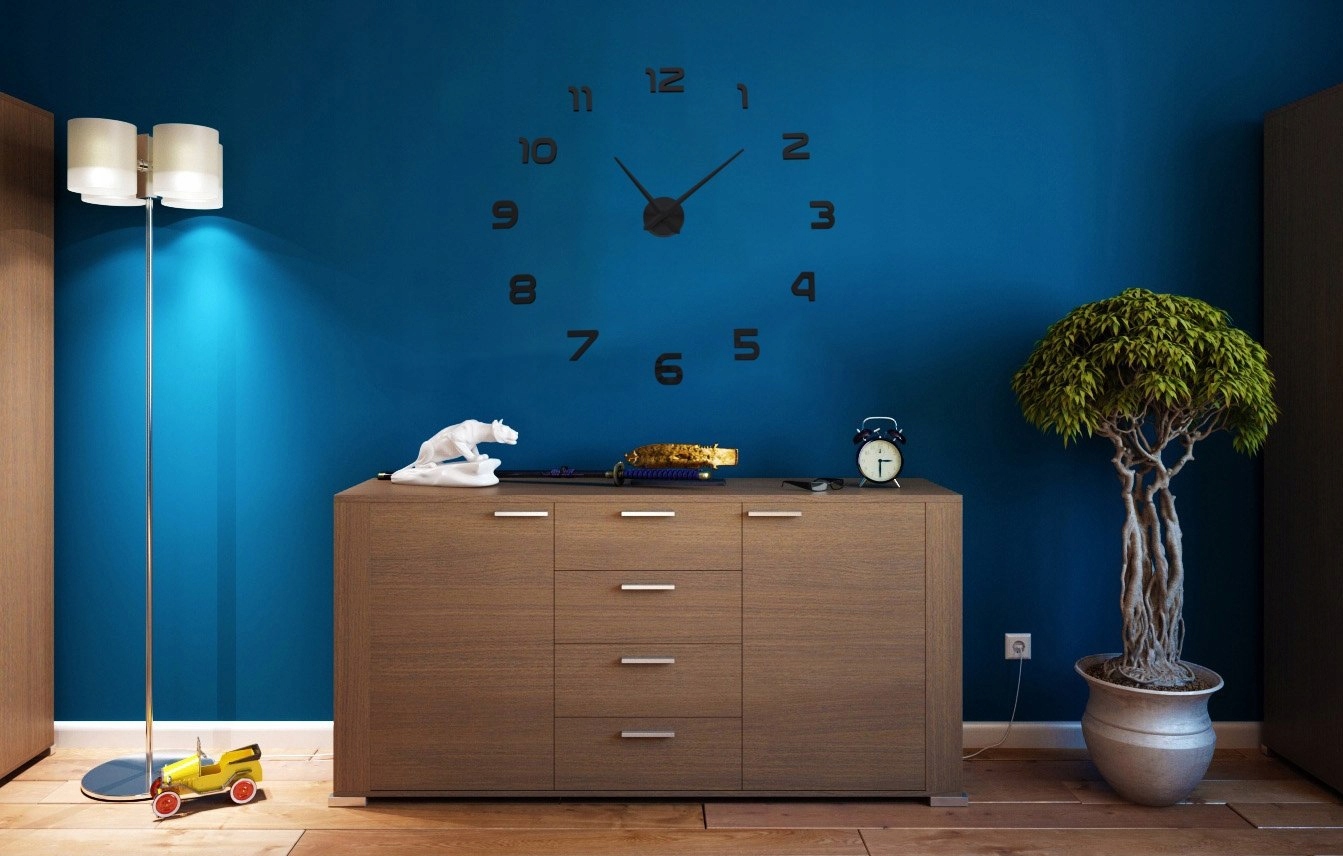 Zegar Ścienny DIY 3D Czarny Duży Naklejany Nowoczesny Loft na Ścianę XXL Marka ModernClock