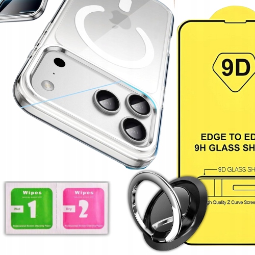 ETUI DO IPHONE 17 PRO CASE + SZKŁO 9H WZMACNIANE 360°CLEAR + UCHWYT RING Kod producenta ETUI DO IPHONE 17 PRO CASE + SZKŁO 9H+ RING