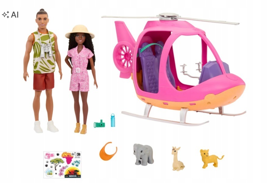Barbie Dream Land Helikopter Dwie Lalki akcesoria zwierzęta