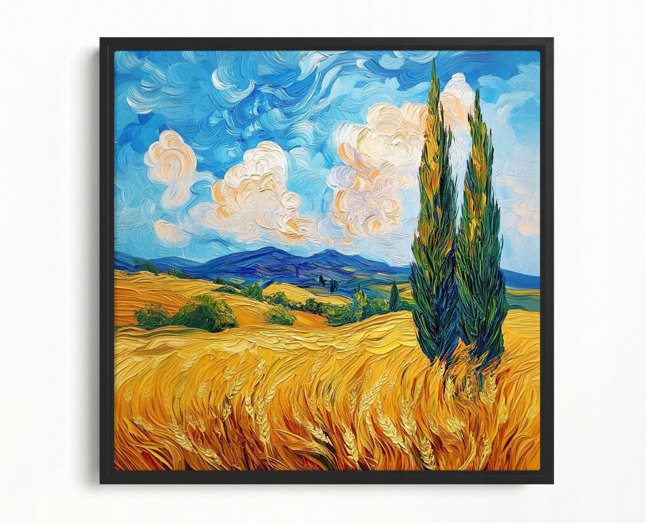 Obraz Rám Americká Krajina Léto Pole Obilí Hory Cypřiš 60x60