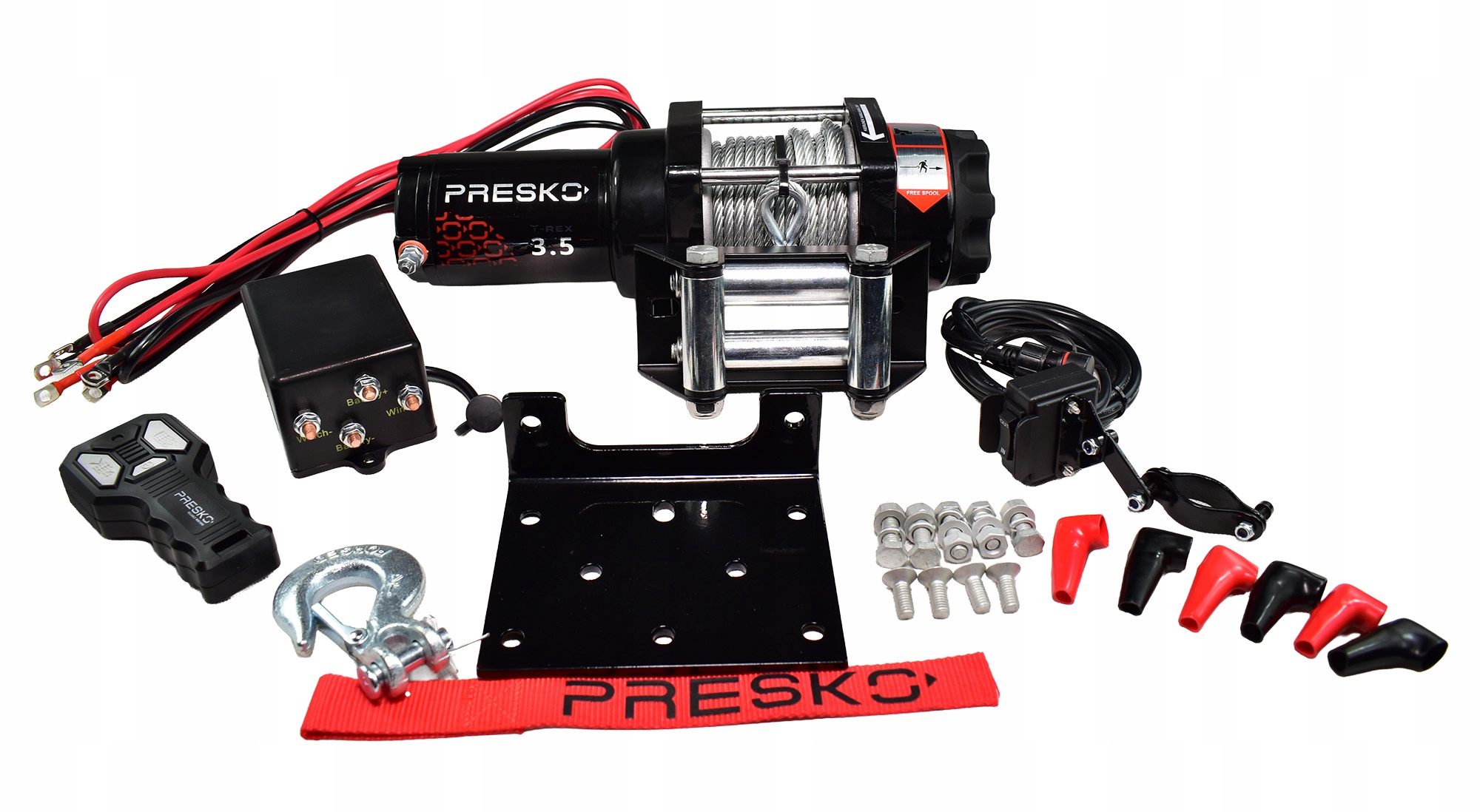 Elektrický navijak Presko T-rex 12V 1590 Kg Štvorkolka Pluh Atv Utv Lina Stal