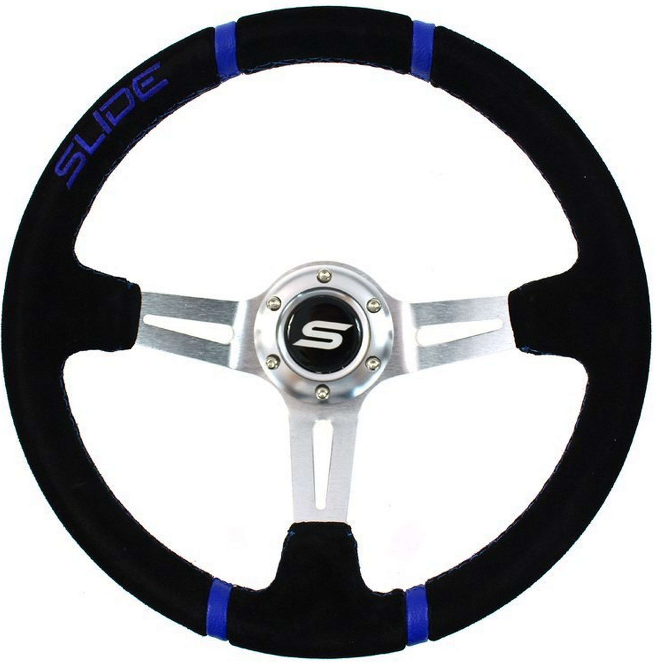 СПОРТИВНЫЙ РУЛЬ СЛАЙД 350 ММ СМЕЩЕНИЕ 80 ММ КОЖА