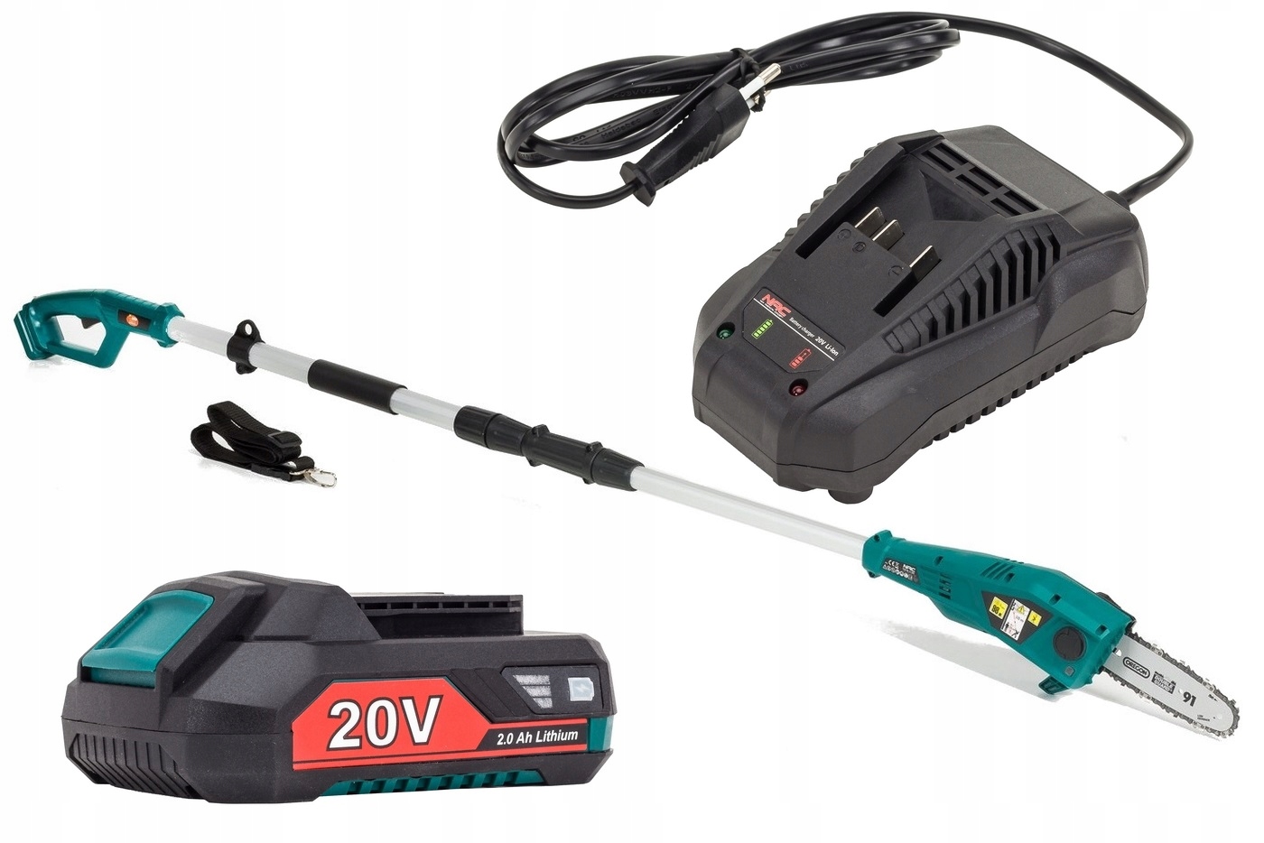 PIŁA Łańcuchowa na wysięgniku AKUMULATOROWA NAC 20V 20cm AKU 2Ah +Ładowarka