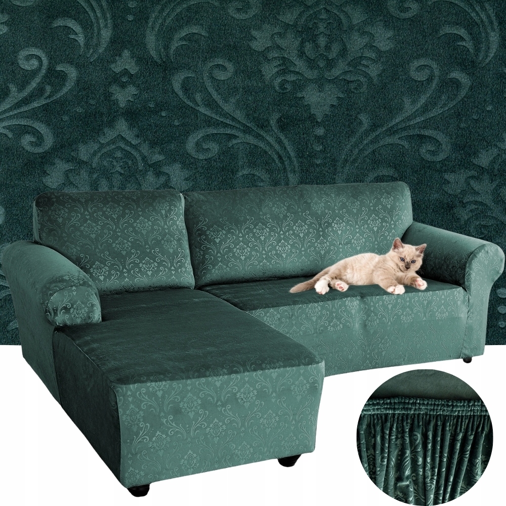 Potah Na Rohovou Pohovku Velurová Pohovka Oeko-tex Ornament Premium Levý 2+2