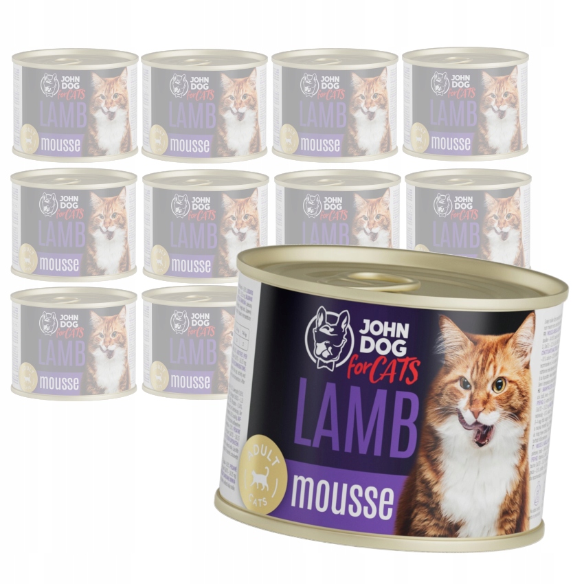 Levně John Dog for Cats Pěna s jehněčím masem 12x200 g Bezobilné Mokré Krmivo Pro Kočky