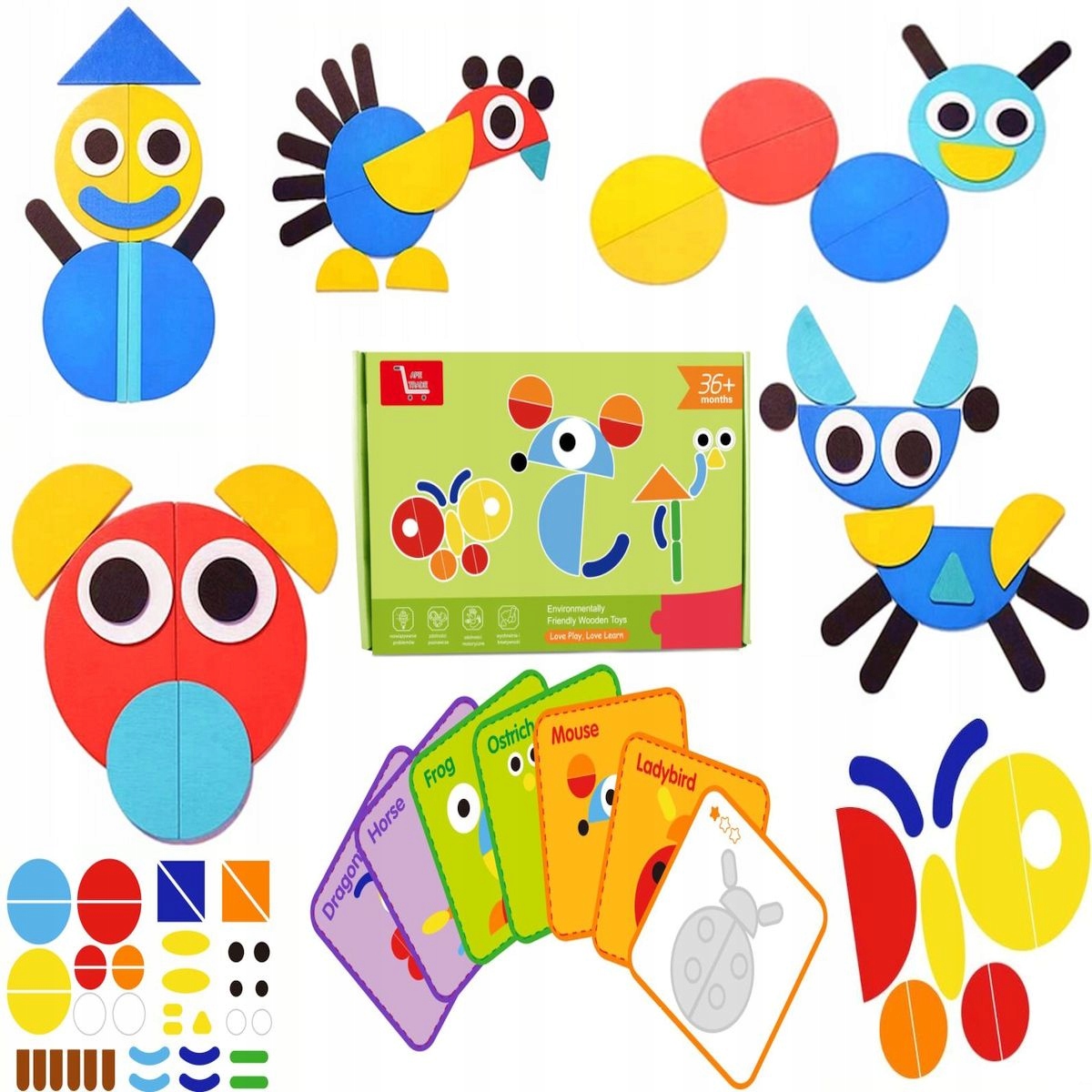 

Drewniane Gra Puzzle Układanka Klocki Montessori A