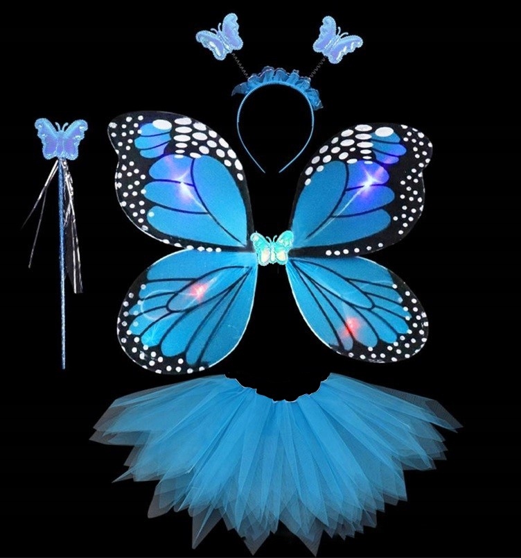 STRÓJ KOSTIUM MOTYL WRÓŻKA SKRZYDŁA TUTU LED 3-9L Płeć Dziewczynki