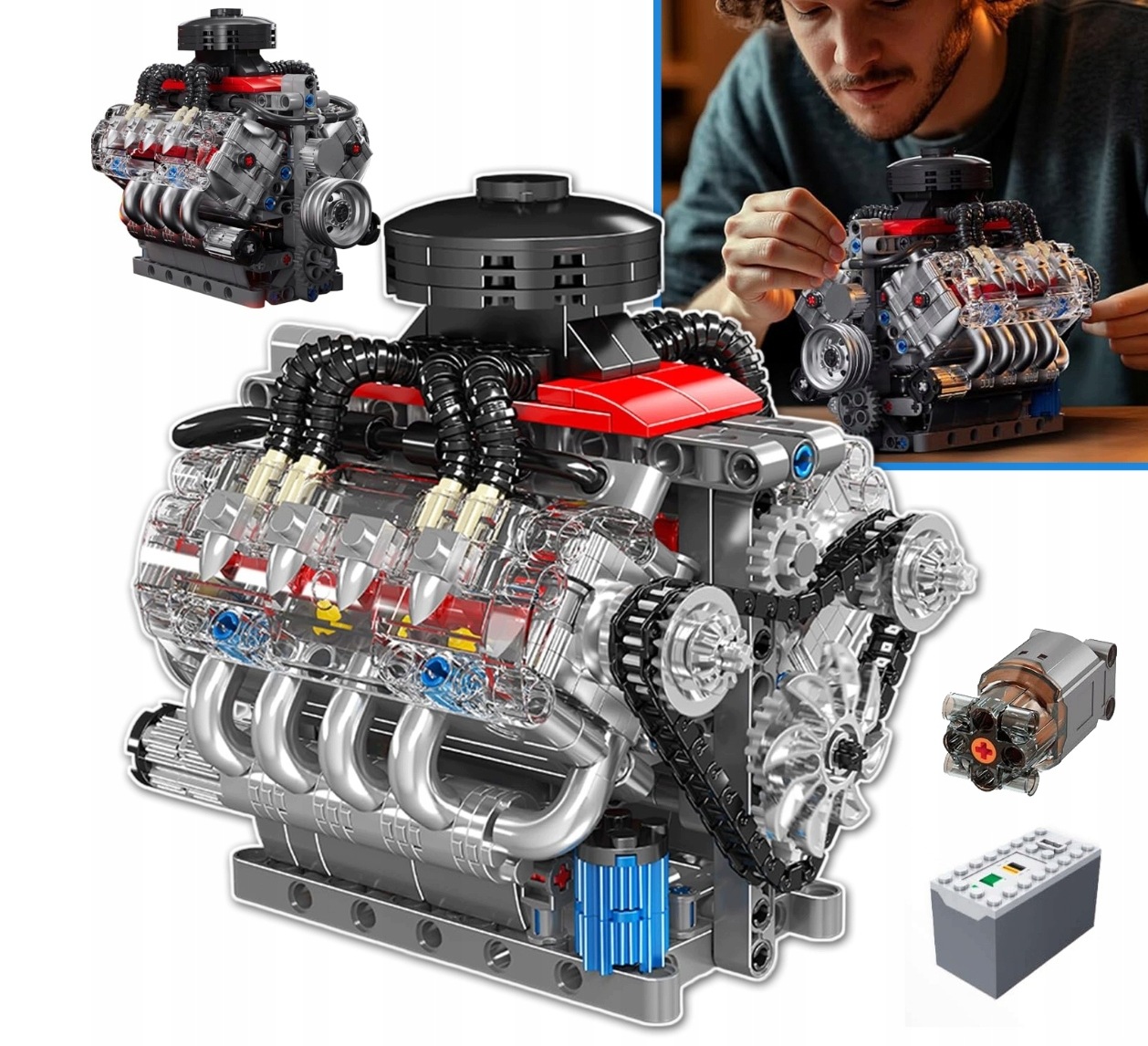 Mini V8 Zestaw Modelarski Silnika, Zestaw Do Budowy Silnika Samochodu