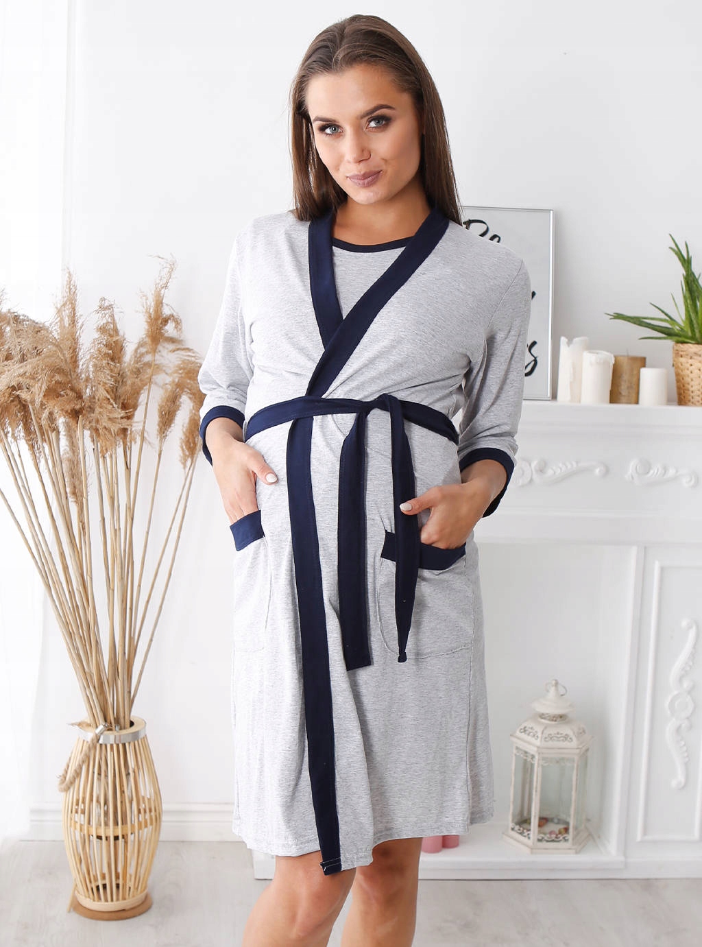 KOMPLET KOSZULA DO KARMIENIA SZLAFROK CIĄŻOWY 4XL Rozmiar 4XL