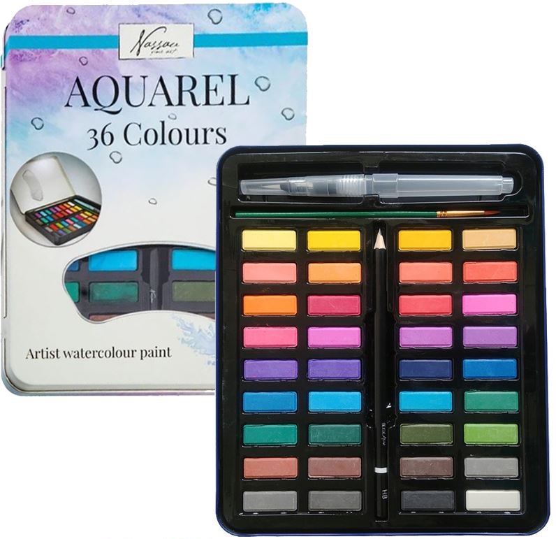 AKWARELE FARBY AKWARELOWE BLOK PĘDZLE PALETKA Marka inna