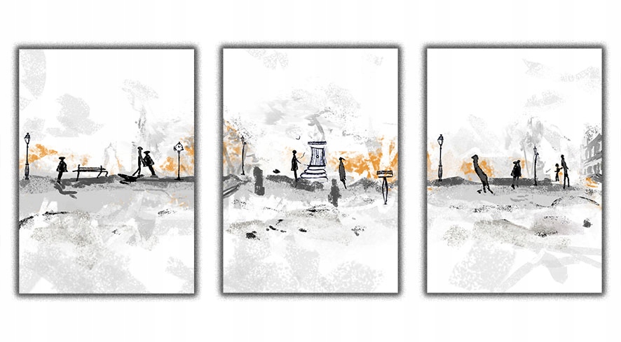 

3 s plakat abstrakcja żółty musztarda ludzie a3