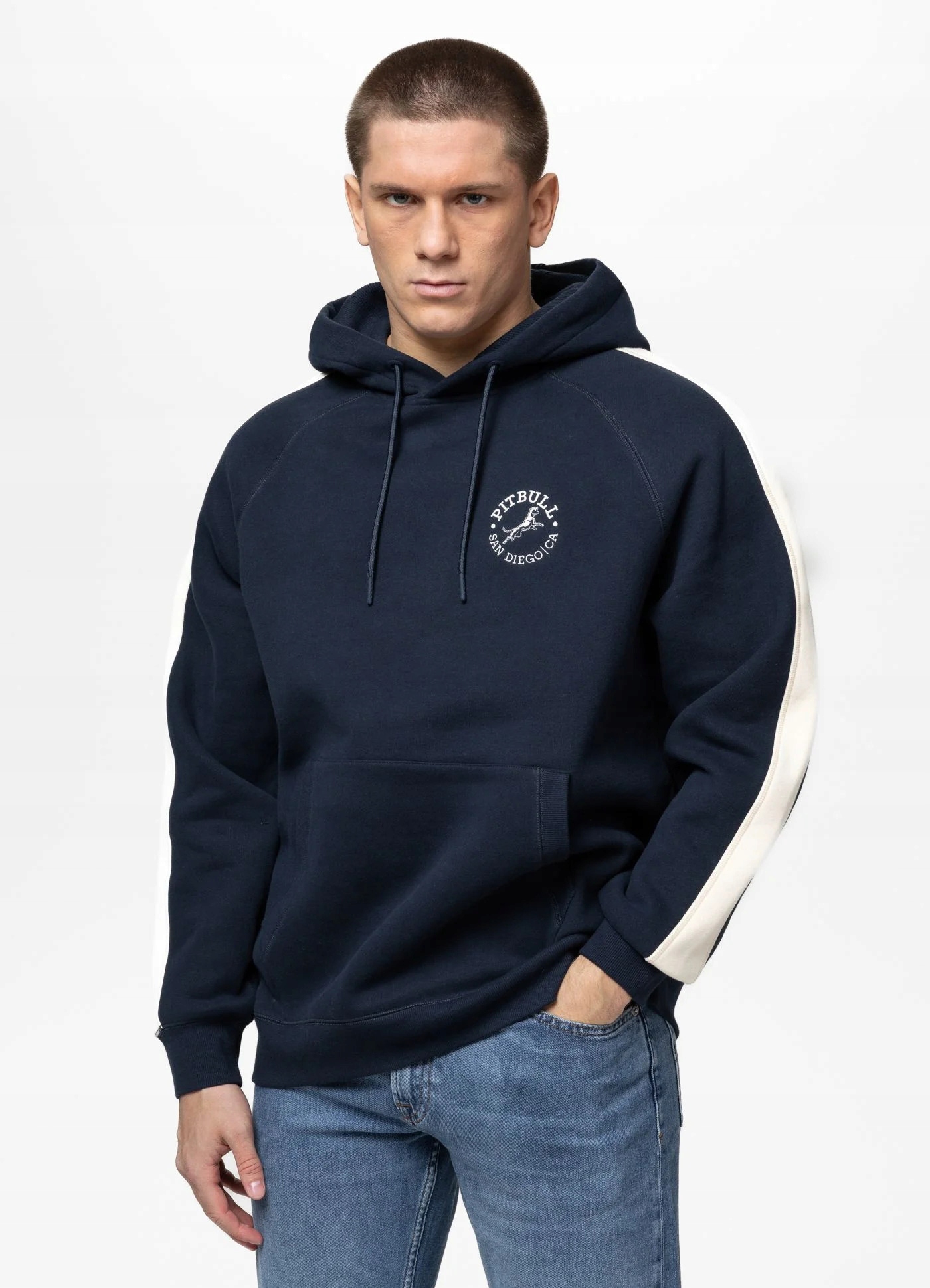 Pánská Mikina S Kapucí Pit Bull West Coast San Diego Ca Tmavě modrá M