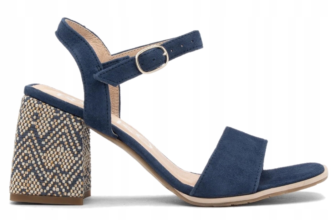 Ryłko modré dámské kožené sandály na klínku 39