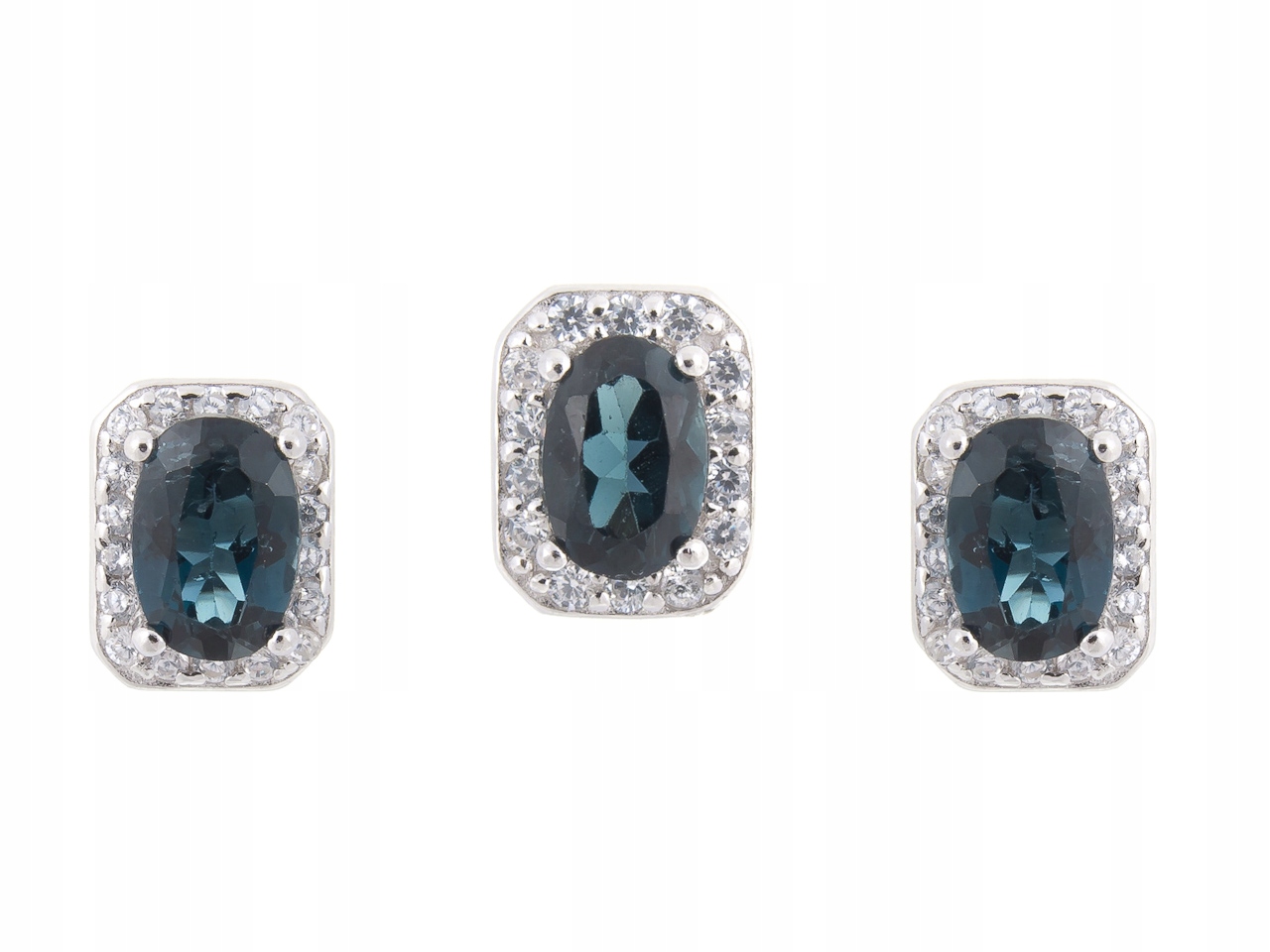 Postříbřená Sada S Rodiem London Blue Topaz Přírodní Dárek