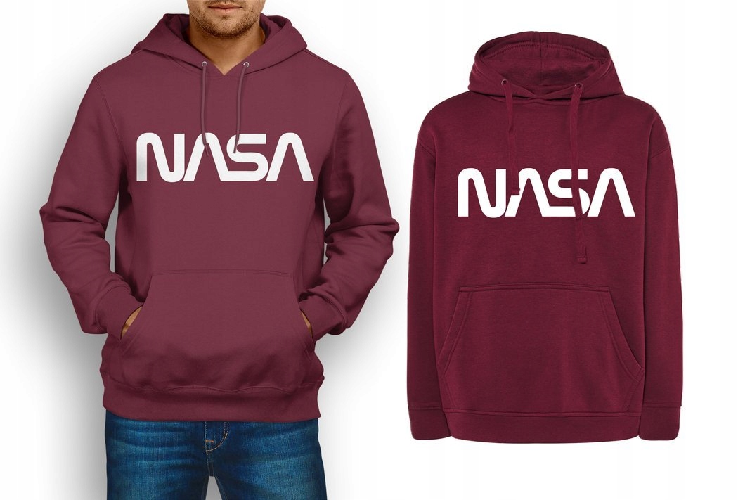 

Modna bluza Nasa męska, kangurka, burgundowa 2XL