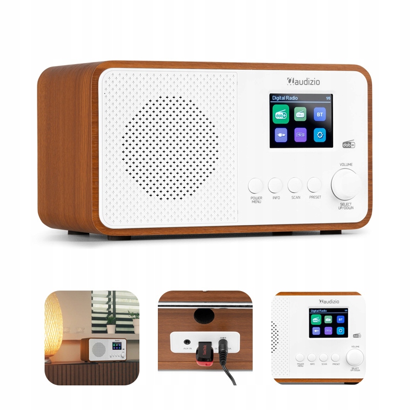 Radio cyfrowe Dab+ Fm białe do kuchni do sypialni do salonu Audizio