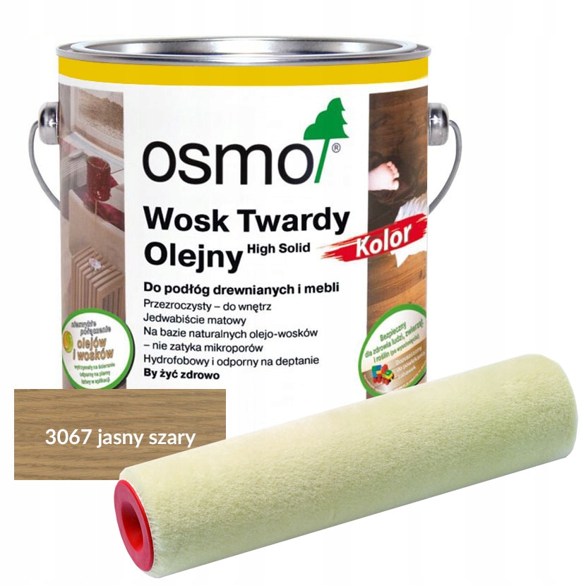 Osmo 3067 2,5L jasny szary olej z wałkiem