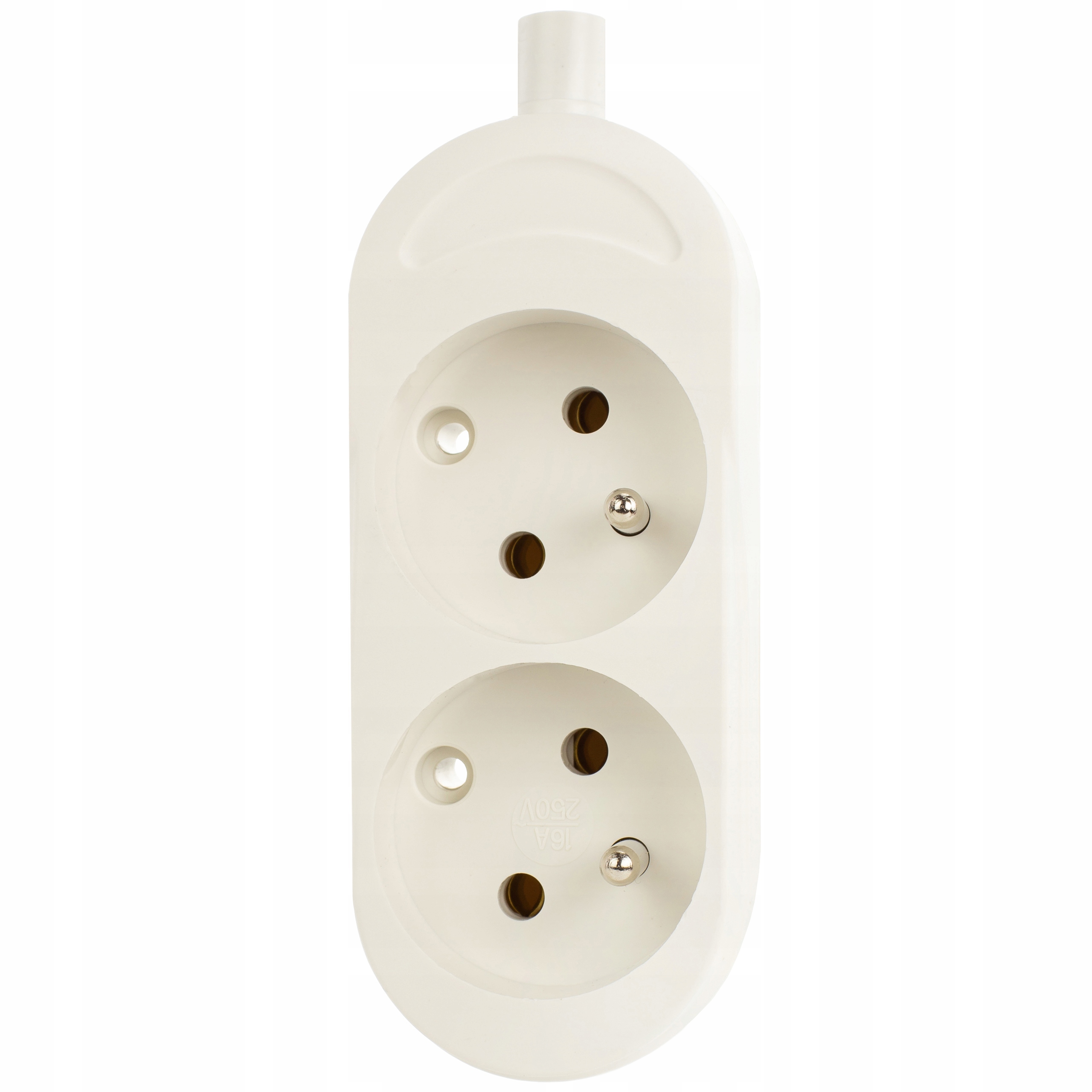 Gniazdo przenośne podwójne z uziemieniem 16A 2x2P+Z 250V białe GN-270