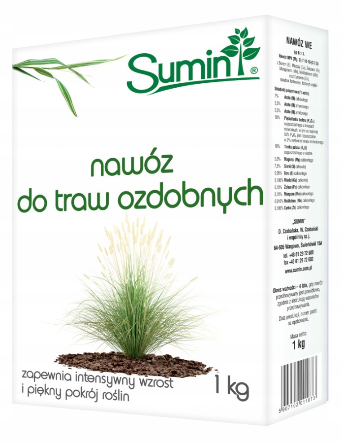 

Nawóz wieloskładnikowy Sumin granulat 1kg 50m2