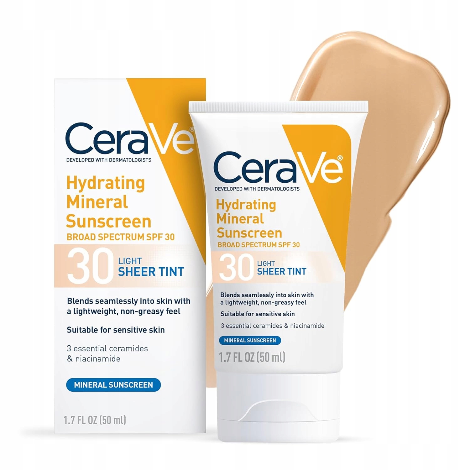 CeraVe Hydrating Mineral Sunscreen krem Bb Light z filtrem mineralnym SPF30