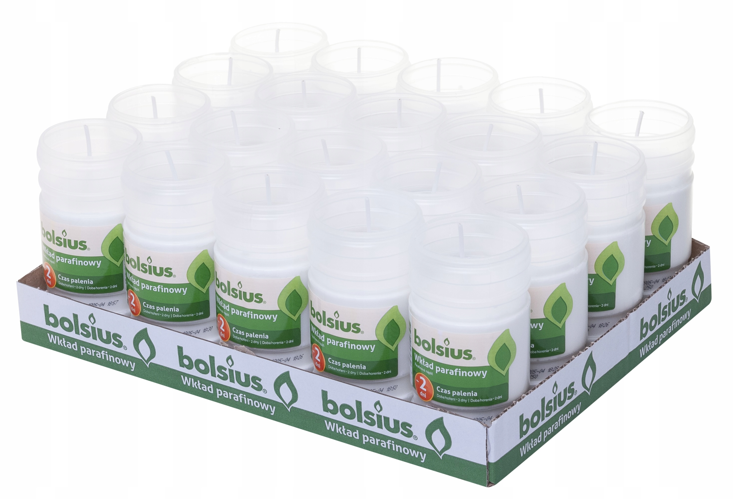 

Bolsius wkłady parafinowe 2 dni palenia 20 sztuk