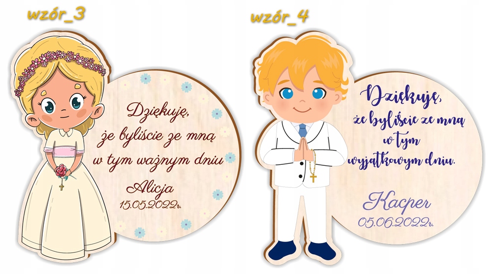 Podziękowania Gości na Komunię KOMUNIA Magnes PERSONALIZOWANY Okazje komunia