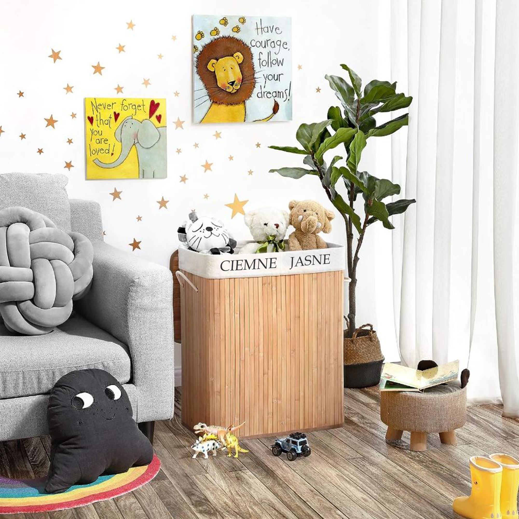 KOSZ BAMBUSOWY NA PRANIE DWUKOMOROWY POJEMNIK 100L Marka inna