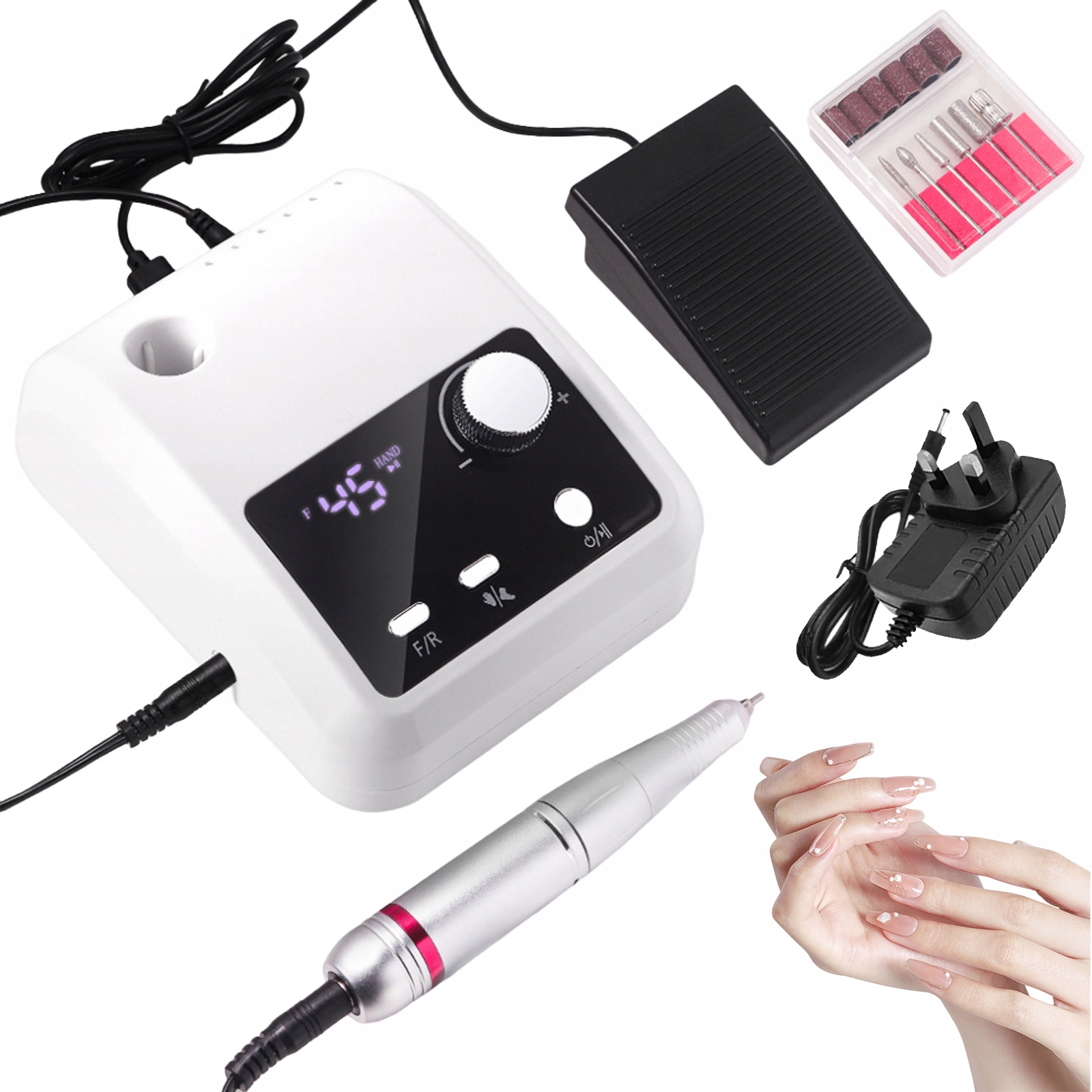 Elektrická Bruska Bruska Na Nehty 45000 Rpm Profesionální Bílá