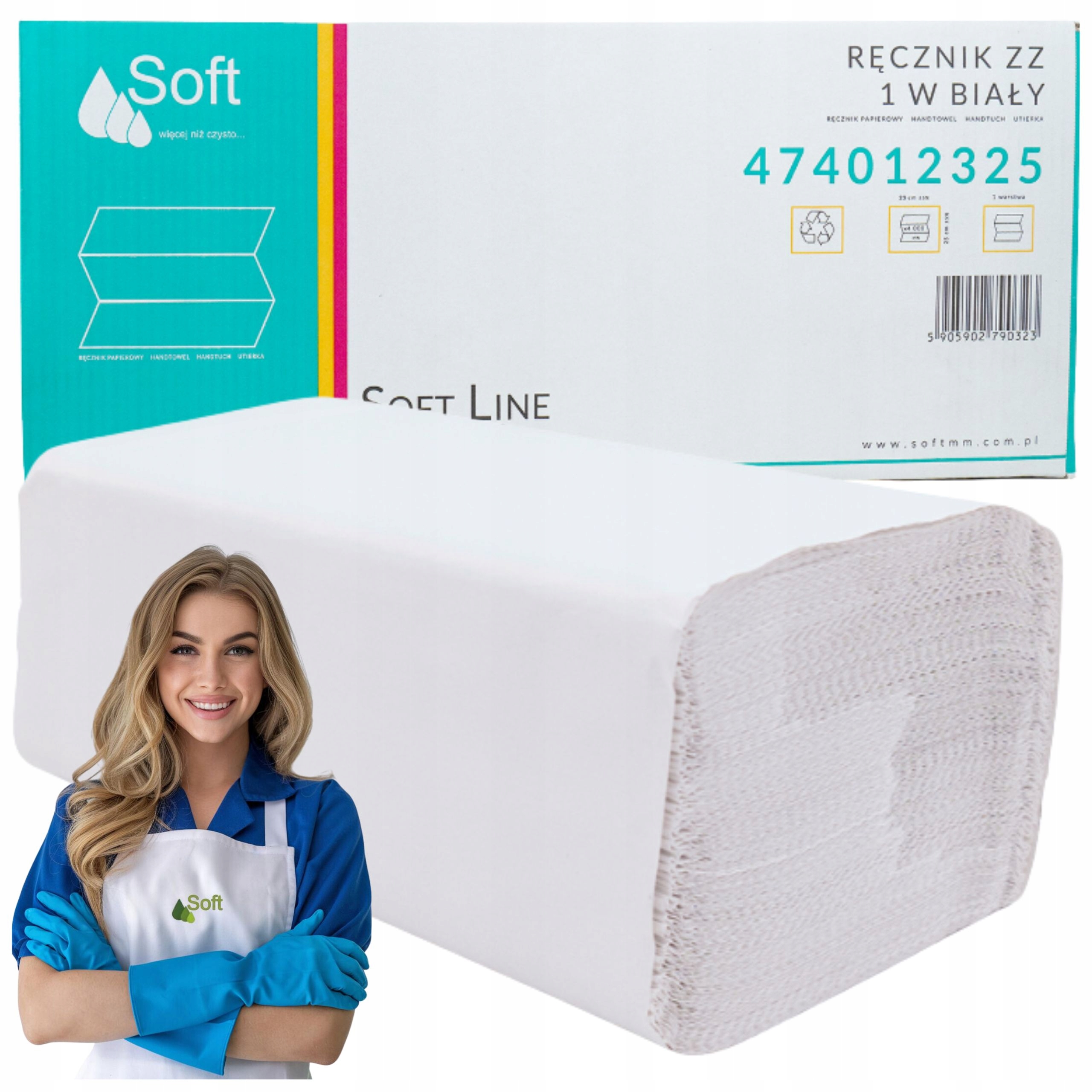 Levně Papírový ručník Zz Soft 1 Vrstvený Bílý Ekonomický pro kancelář 4000 ks