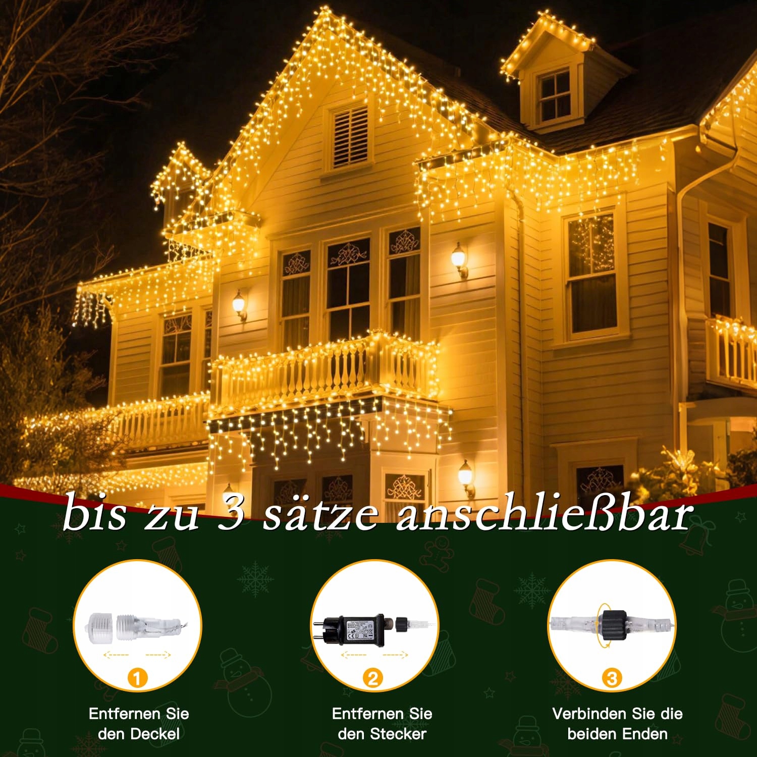 SOAGRC 486 LED Warm White Outdoor String Lights Remote 12m IP44 — miniatura 3