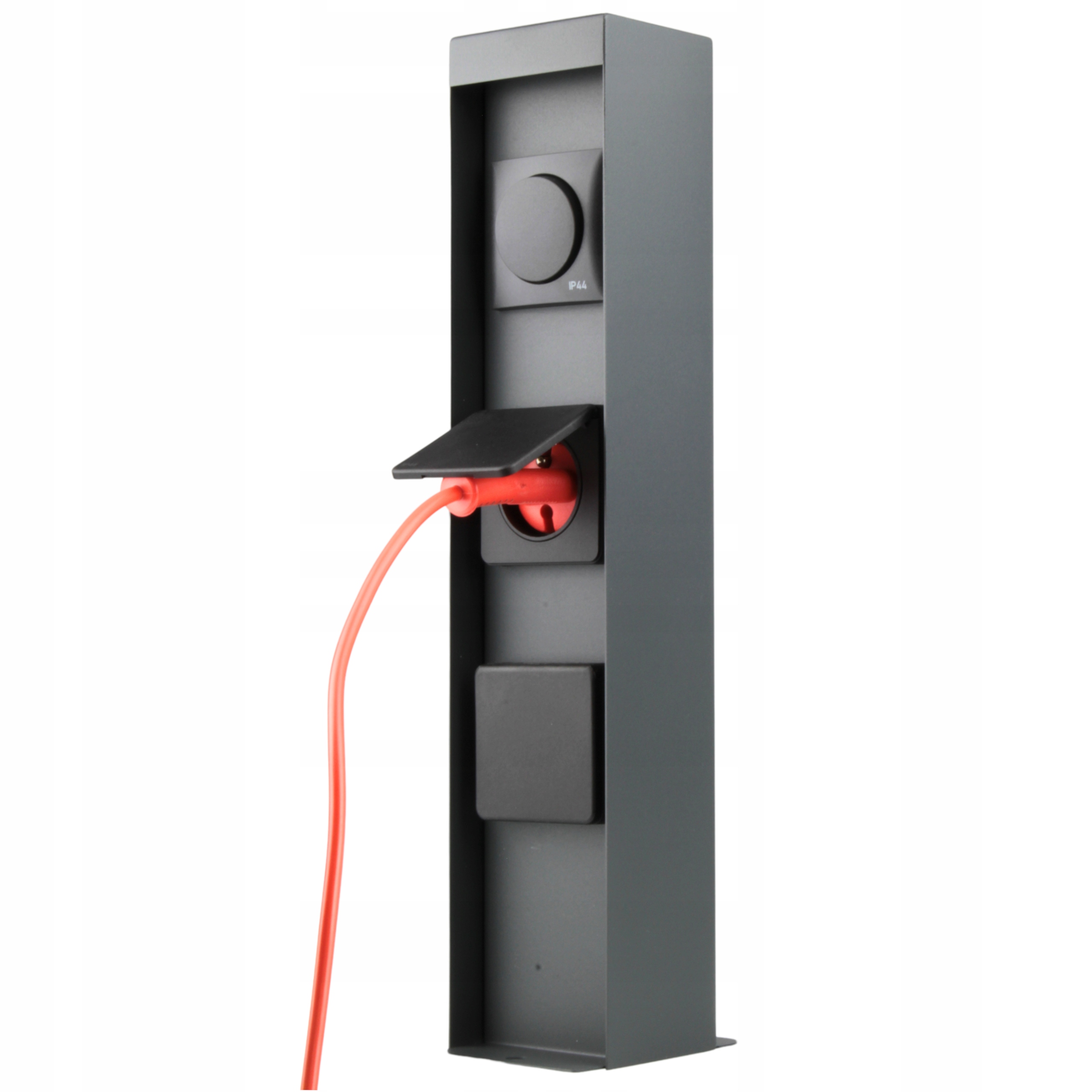 Słupek Ogrodowy Zasilający z Dwoma Gniazdami 230V i włącznikiem Antracyt