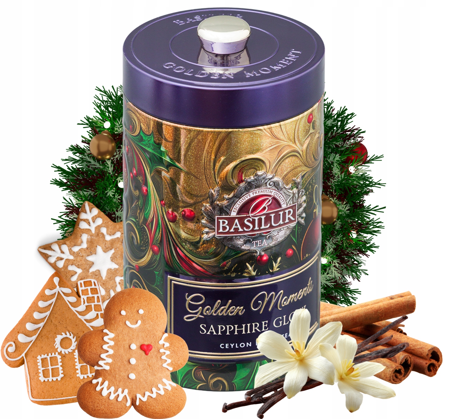 Levně Basilur Golden Moment Sapphire Glow černý čaj se skořicí 100 g