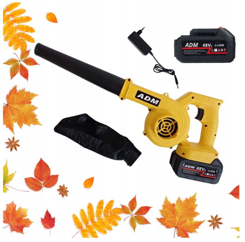 Mocna Dmuchawa Do Liści Śniegu Akumulatorowa Adm 21V 48Vh 2 X Aku Wydajna